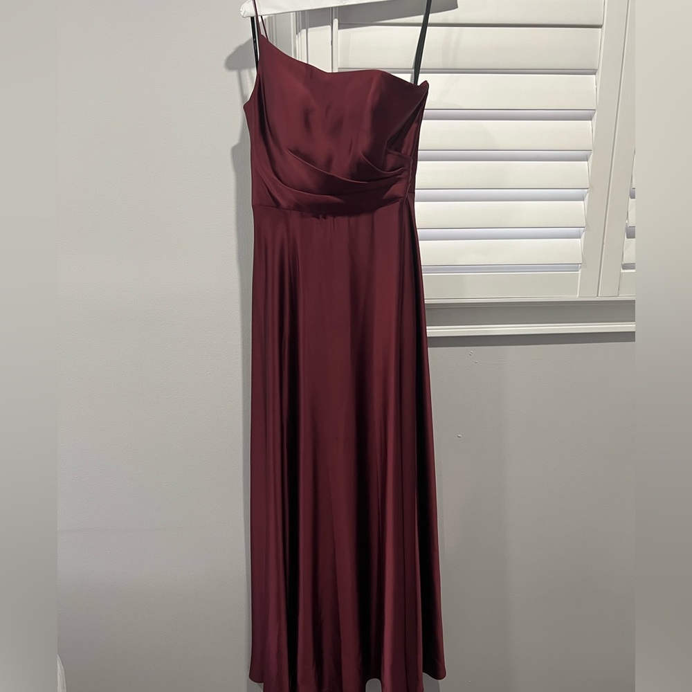 Elegant Burgundy Evening Gown Wedding Guest